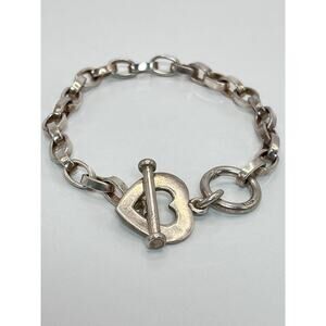 Sterling Silver 925 Silpada Heart Charm Bracelet Toggle Clasp Vintage Retired